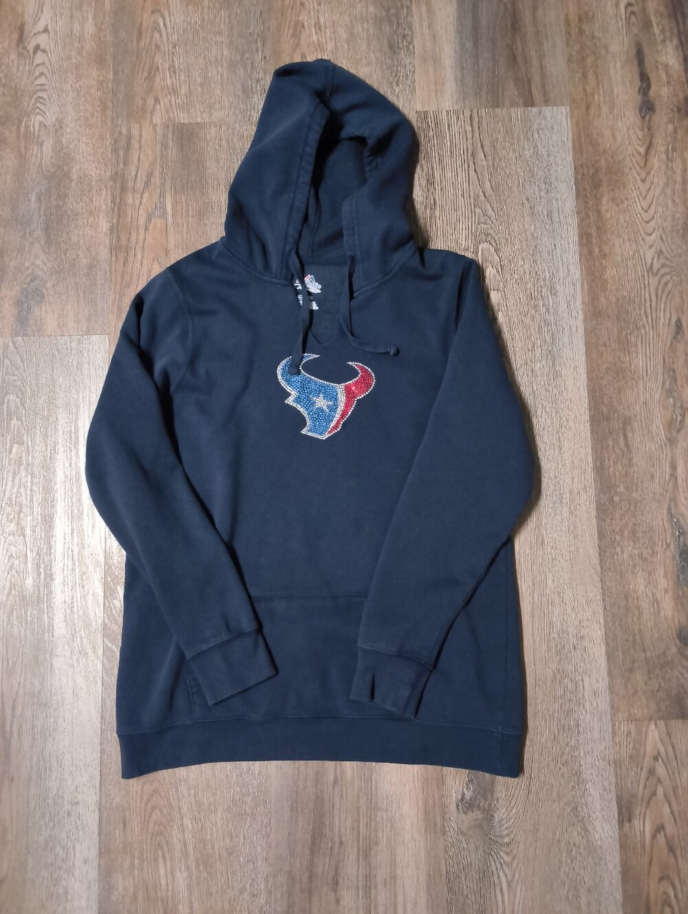 Houston Texans Rhinestone Logo Navy Majestic Fan Fashion Women XL